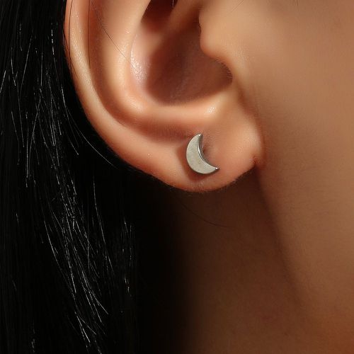 Clous d'oreilles en acier inoxydable lune - SHEIN - Modalova
