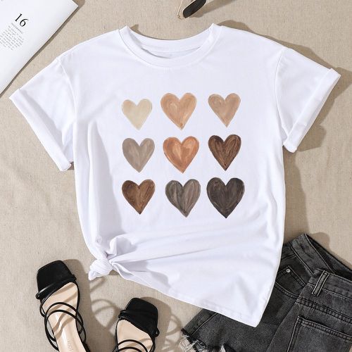 T-shirt à imprimé cœur - SHEIN - Modalova