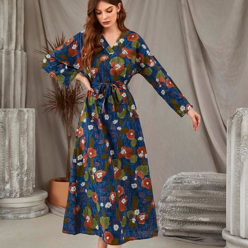 Robe ceinturée à imprimé floral - SHEIN - Modalova
