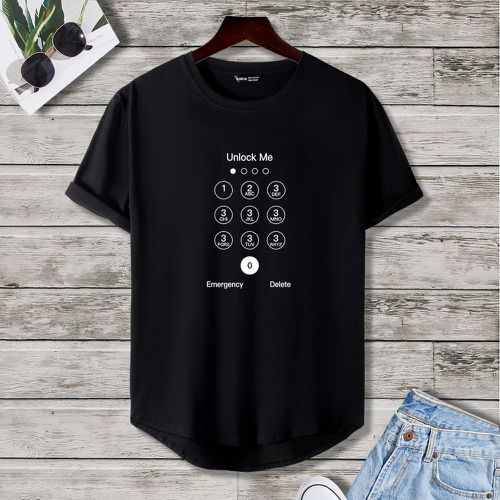 T-shirt à motif de chiffre et lettre - SHEIN - Modalova