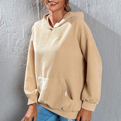 Sweat-shirt à capuche à poche kangourou en velours côtelé - SHEIN - Modalova