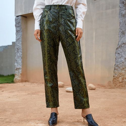 Pantalon taille haute à imprimé python en cuir PU - SHEIN - Modalova