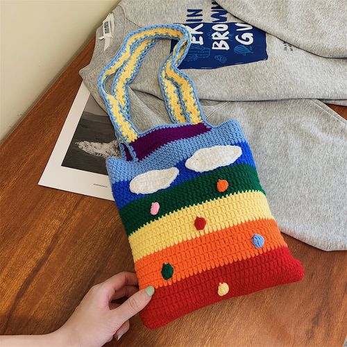 Cabas à blocs de couleurs en crochet - SHEIN - Modalova