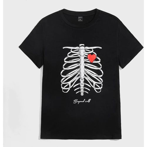 T-shirt cœur et imprimé squelette - SHEIN - Modalova