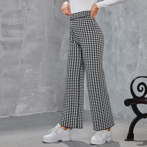Pantalon taille haute à pied-de-poule en tricot - SHEIN - Modalova