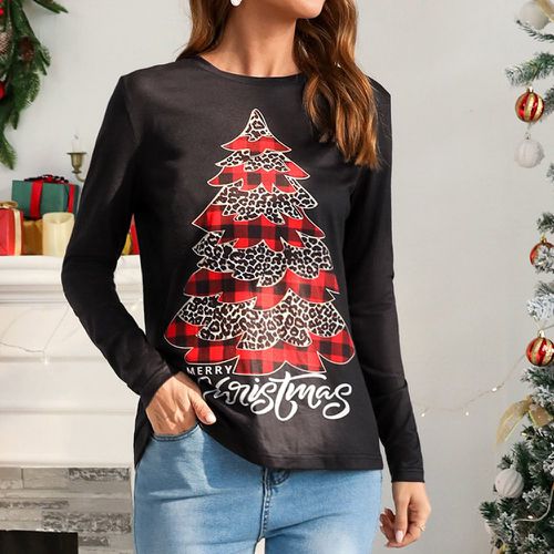 T-shirt arbre de Noël à imprimé - SHEIN - Modalova