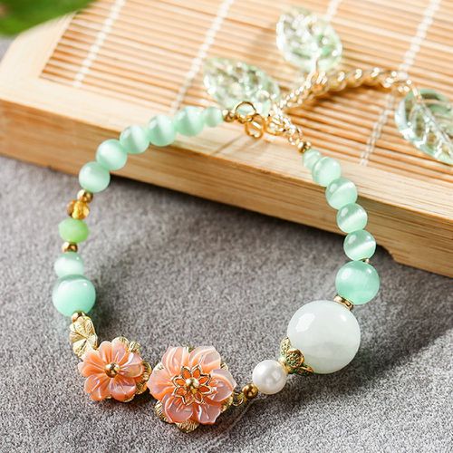 Bracelet à perle à pierre à fleur - SHEIN - Modalova
