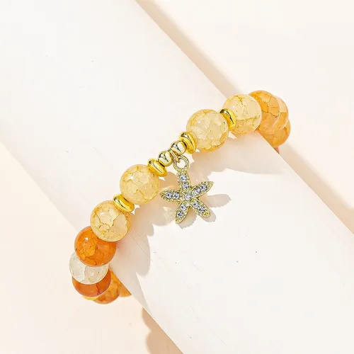 Bracelet perlé à strass à fleur - SHEIN - Modalova