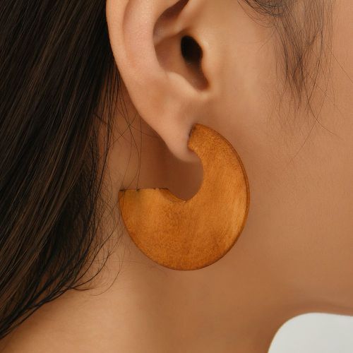 Boucles d'oreilles géométriques en bois - SHEIN - Modalova