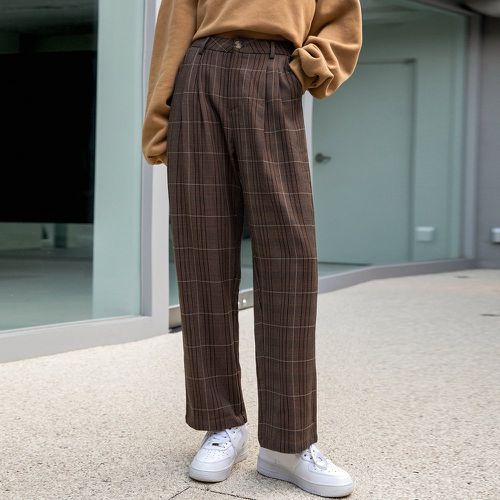 Pantalon taille haute à carreaux poche - SHEIN - Modalova