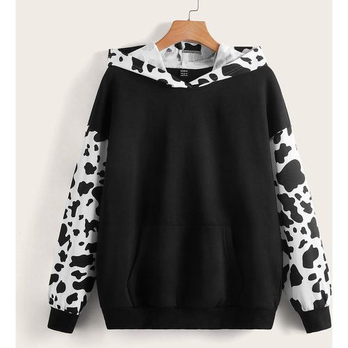 Sweat-shirt à imprimé vache à poche kangourou - SHEIN - Modalova