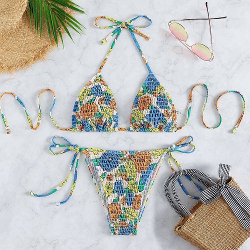 Bikini à imprimé floral froncé - SHEIN - Modalova