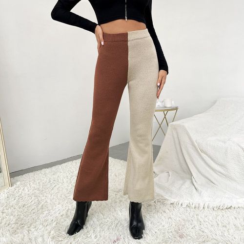 Pantalon bicolore évasé en tricot - SHEIN - Modalova