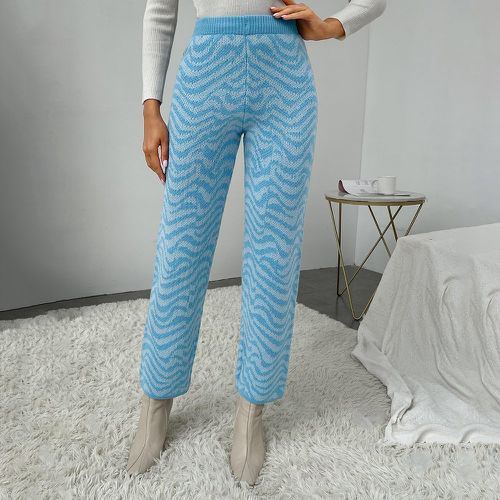 Pantalon taille haute à motifs en tricot - SHEIN - Modalova