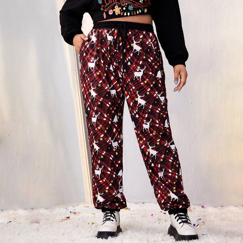 Pantalon de survêtement renne de Noël et imprimé étoile à cordon - SHEIN - Modalova