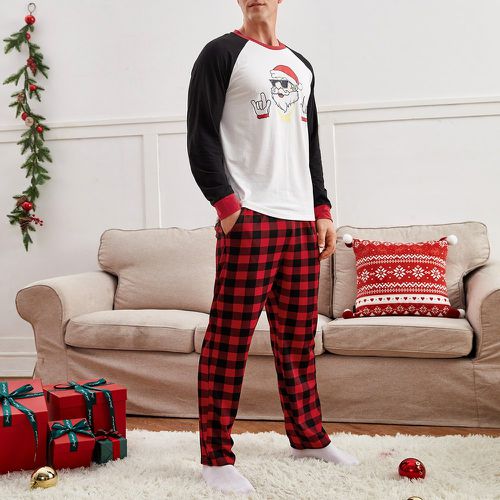 Ensemble de pyjama à blocs de couleurs manches raglan Noël & à carreaux - SHEIN - Modalova
