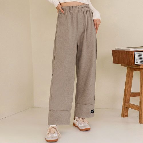 Pantalon taille élastique à applique en tweed - SHEIN - Modalova