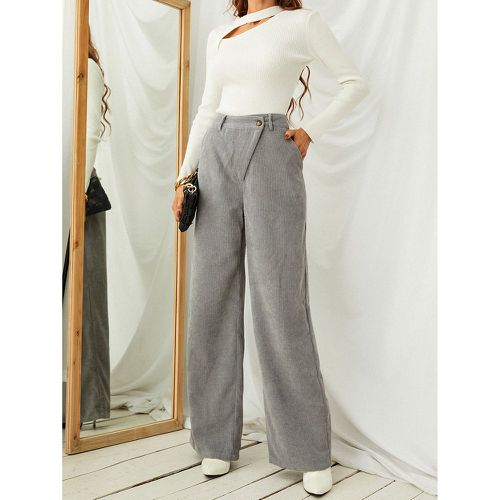 Pantalon ample taille haute à poche en velours côtelé - SHEIN - Modalova