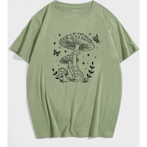 T-shirt champignon et imprimé papillon - SHEIN - Modalova