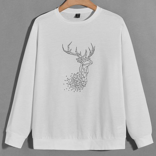 Sweat-shirt géométrique à imprimé cerf - SHEIN - Modalova
