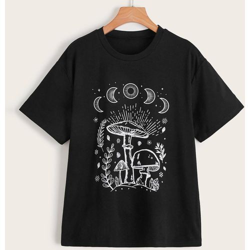 T-shirt à imprimé lune & champignon - SHEIN - Modalova