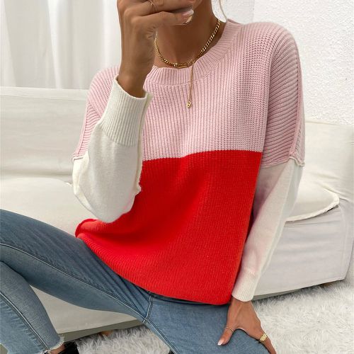 Pull en tricot à blocs de couleurs - SHEIN - Modalova