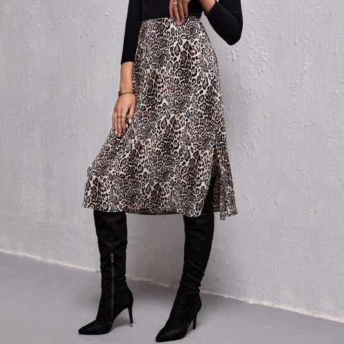 Jupe taille haute léopard fendue - SHEIN - Modalova