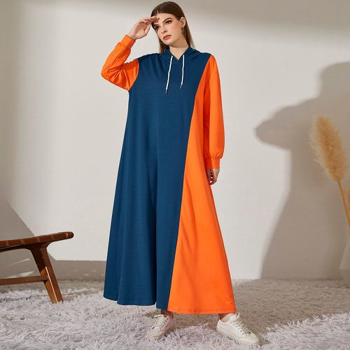 Robe à capuche bicolore à cordon - SHEIN - Modalova
