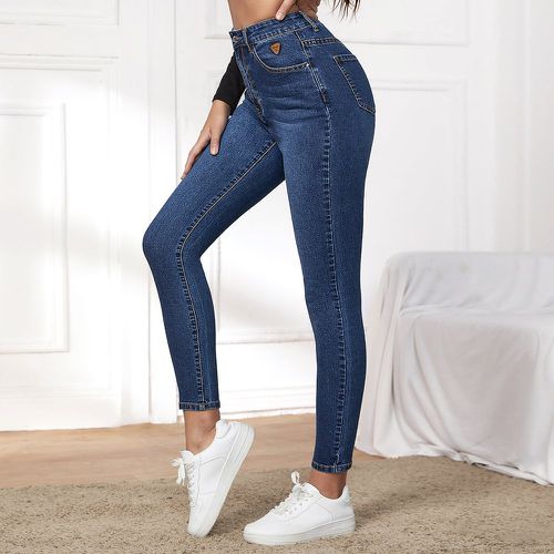 Jean skinny taille haute à applique - SHEIN - Modalova