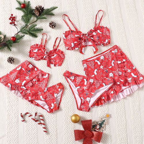Pièces Bikini à imprimé Noël à plis & Jupe de plage - SHEIN - Modalova