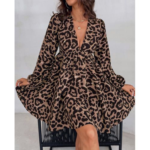 Robe à léopard à manches bouffantes - SHEIN - Modalova