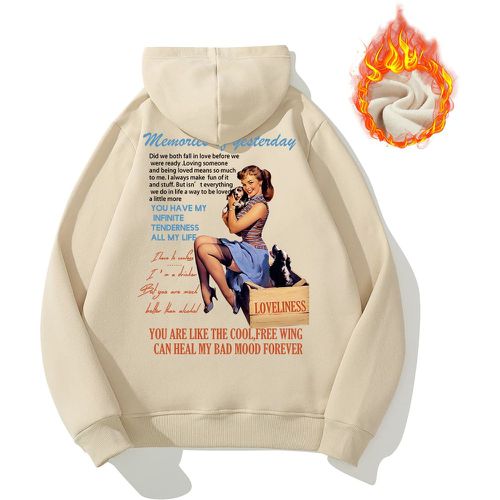 Sweat-shirt à capuche thermique à motif figure et slogan à poche kangourou à cordon - SHEIN - Modalova