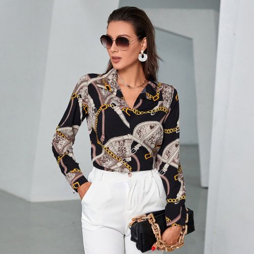 Blouse chaîne & à imprimé python - SHEIN - Modalova