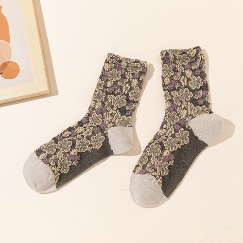 Chaussettes à blocs de couleurs fleuri - SHEIN - Modalova