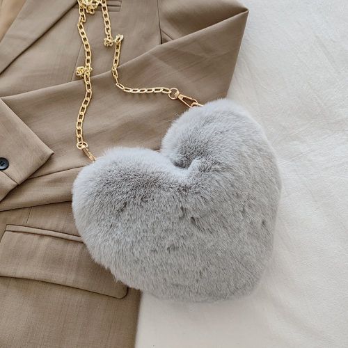 Sac fantaisie design cœur en tissu duveteux - SHEIN - Modalova