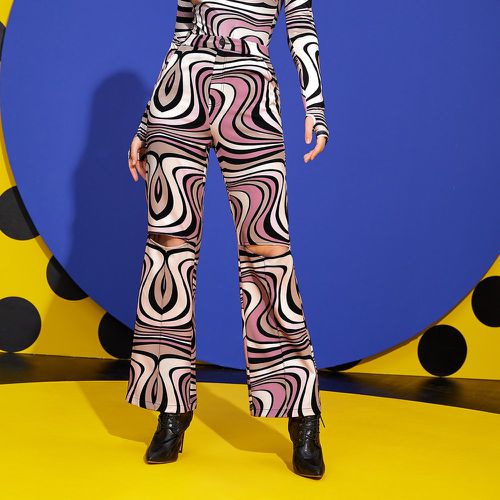Pantalon taille haute à imprimé avec découpe - SHEIN - Modalova