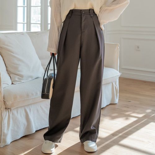 Pantalon tailleur unicolore à détail plié - SHEIN - Modalova