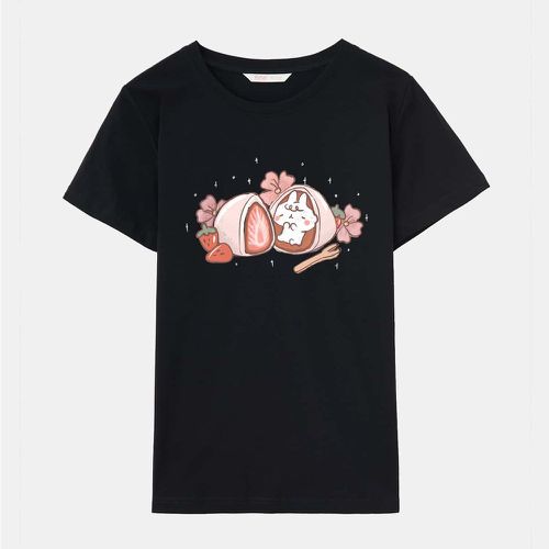 T-shirt fraise & à imprimé lapin - SHEIN - Modalova