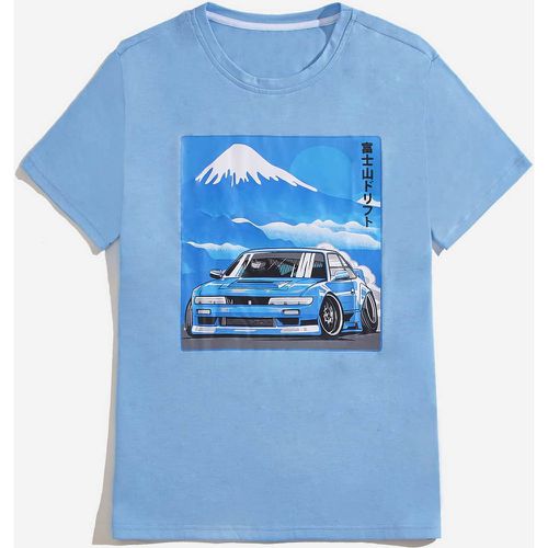 T-shirt à motif voiture et montagne - SHEIN - Modalova