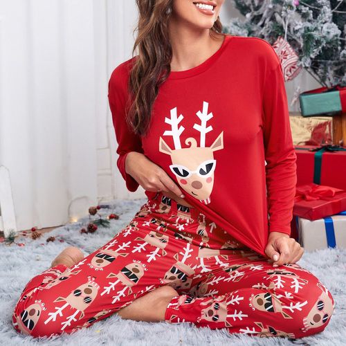 Ensemble de pyjama à imprimé renne de Noël - SHEIN - Modalova