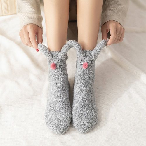 Chaussettes duveteuses oreille de lapin - SHEIN - Modalova