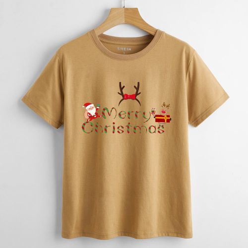 T-shirt à imprimé Noël à manches courtes - SHEIN - Modalova