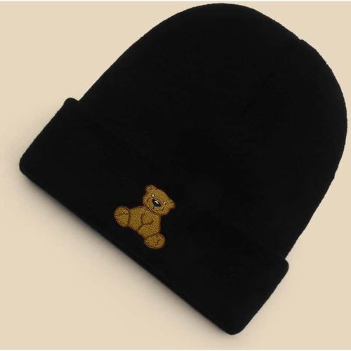 Bonnet en tricot à motif ours dessin animé à broderie - SHEIN - Modalova