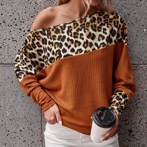 T-shirt léopard à col asymétrique - SHEIN - Modalova