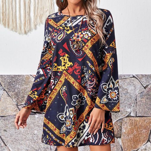Robe tunique à imprimé foulard à manches évasées - SHEIN - Modalova