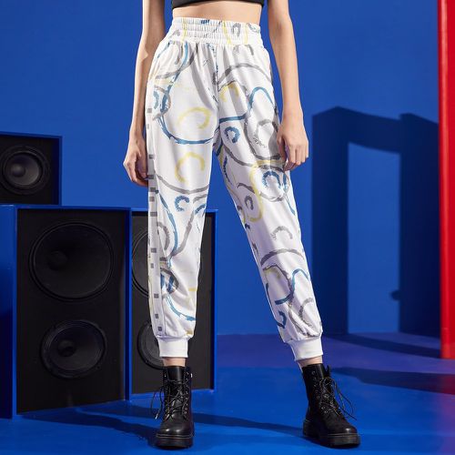 Pantalon de survêtement taille haute à imprimé graphique - SHEIN - Modalova