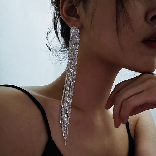Boucles d'oreilles à strass à franges design - SHEIN - Modalova