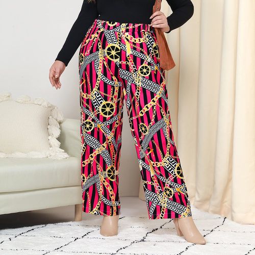 Pantalon ample à rayures à imprimé chaîne - SHEIN - Modalova