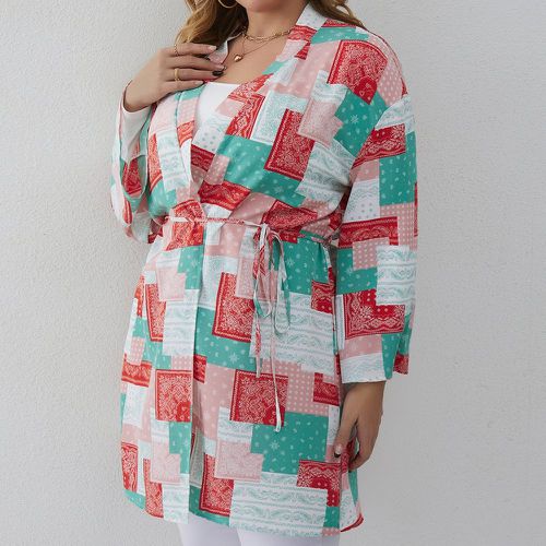 Kimono à patchwork ceinturé - SHEIN - Modalova