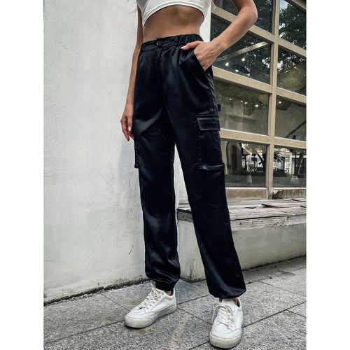 Pantalon de jogging taille haute à poche à rabat - SHEIN - Modalova